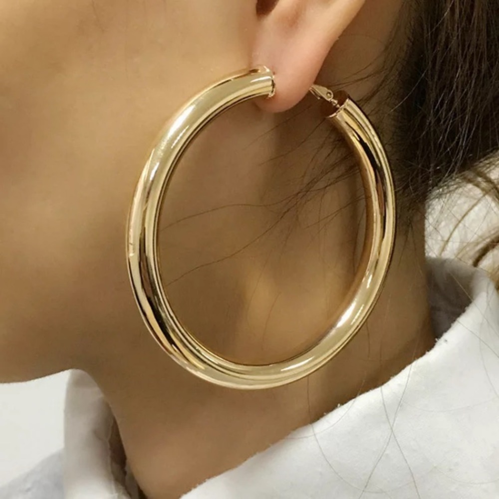 Stainless Steel Big Gold Hoop Earrings